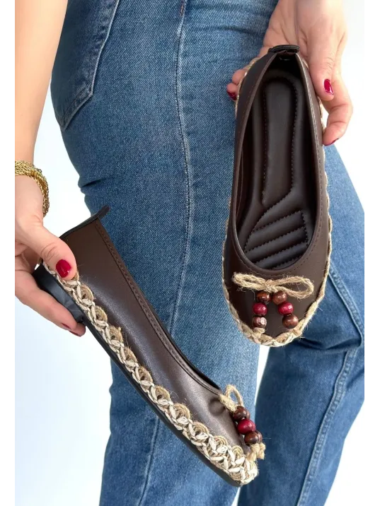 Ilwe Kahverengi Cilt Babet Ayakkabı