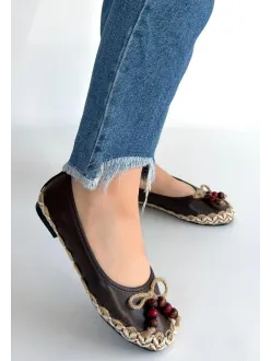 Ilwe Kahverengi Cilt Babet Ayakkabı Ilwe Kahverengi Cilt Babet Ayakkabı