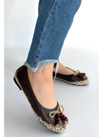 Ilwe Kahverengi Cilt Babet Ayakkabı Ilwe Kahverengi Cilt Babet Ayakkabı