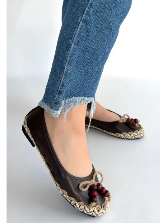 Ilwe Kahverengi Cilt Babet Ayakkabı