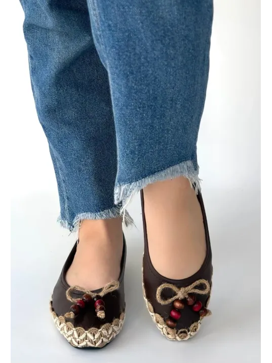 Ilwe Kahverengi Cilt Babet Ayakkabı