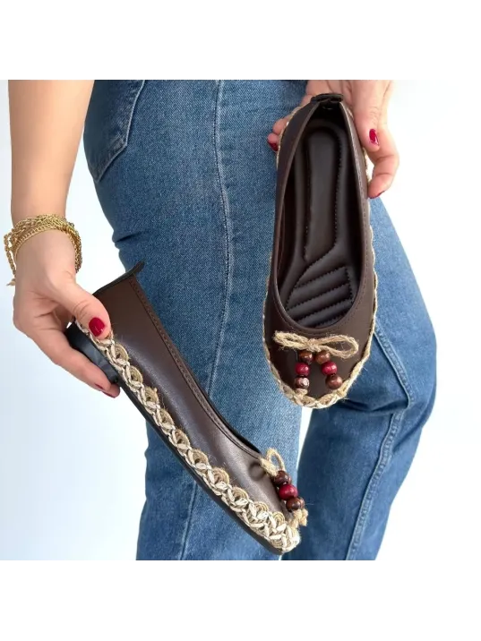 Ilwe Kahverengi Cilt Babet Ayakkabı