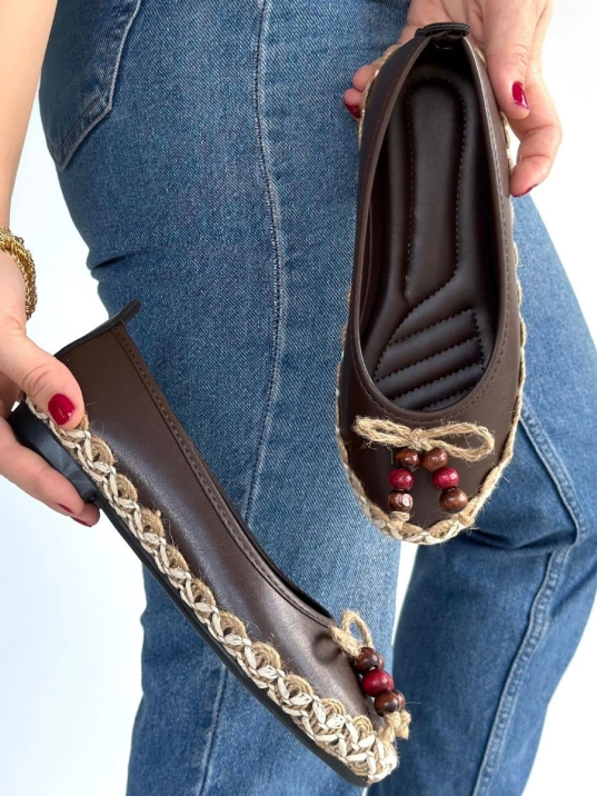 Ilwe Kahverengi Cilt Babet Ayakkabı