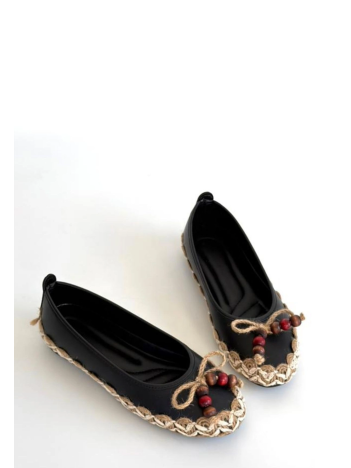 Ilwe Siyah Cilt Babet Ayakkabı