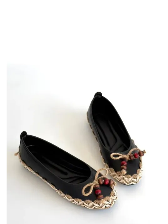 Ilwe Siyah Cilt Babet Ayakkabı