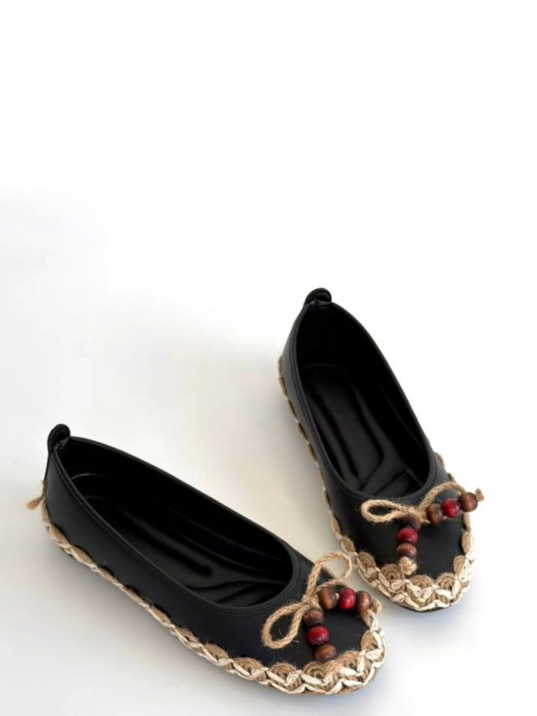 Ilwe Siyah Cilt Babet Ayakkabı