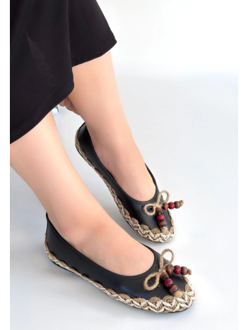 Ilwe Siyah Cilt Babet Ayakkabı Ilwe Siyah Cilt Babet Ayakkabı