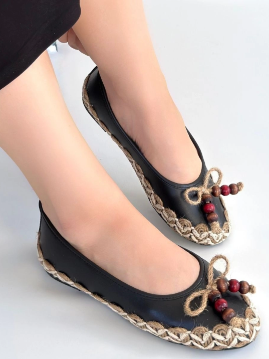 Ilwe Siyah Cilt Babet Ayakkabı