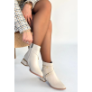 İnay Bej Cilt Topuklu Bot