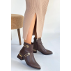 İnay Kahverengi Cilt Topuklu Bot
