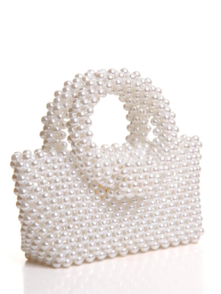 İncili El Yapımı Yuvarlak Kol El Çantası