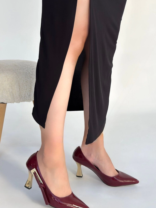 İnja Bordo Rugan Topuklu Ayakkabı