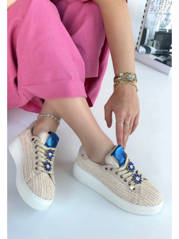 Iwer Bej Hasır Dokumalı Bağcıklı Spor Ayakkabı Iwer Bej Hasır Dokumalı Bağcıklı Spor Ayakkabı