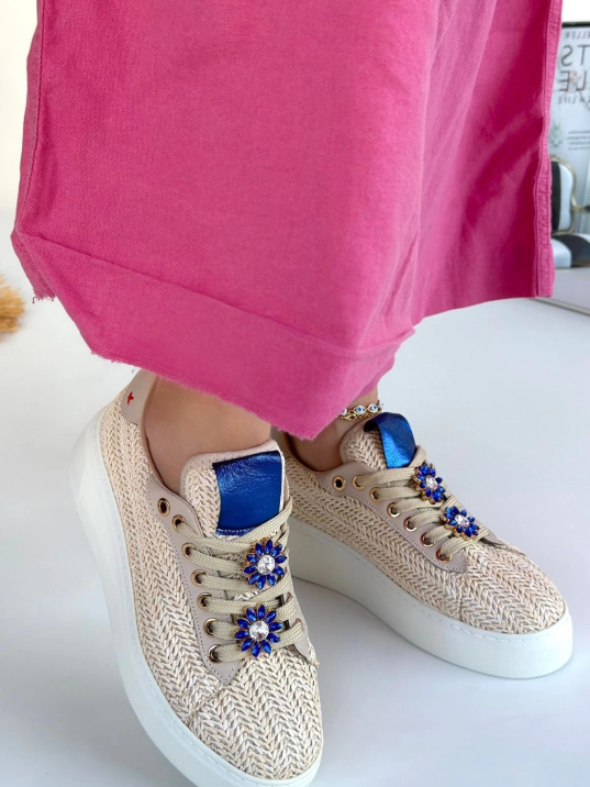 Iwer Bej Hasır Dokumalı Bağcıklı Spor Ayakkabı Iwer Bej Hasır Dokumalı Bağcıklı Spor Ayakkabı