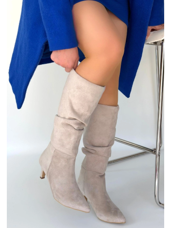 İwon Bej Süet Körüklü Çizme