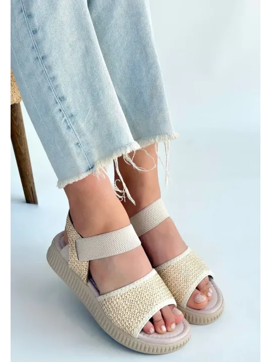 Jake Bej Hasır Cilt Sandalet Jake Bej Hasır Cilt Sandalet