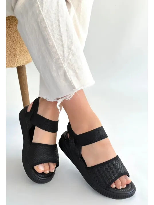 Jake Siyah Hasır Cilt Sandalet Jake Siyah Hasır Cilt Sandalet