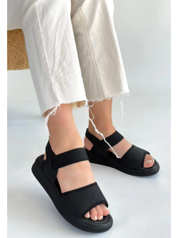 Jake Siyah Hasır Cilt Sandalet Jake Siyah Hasır Cilt Sandalet