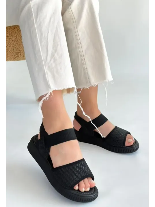 Jake Siyah Hasır Cilt Sandalet Jake Siyah Hasır Cilt Sandalet