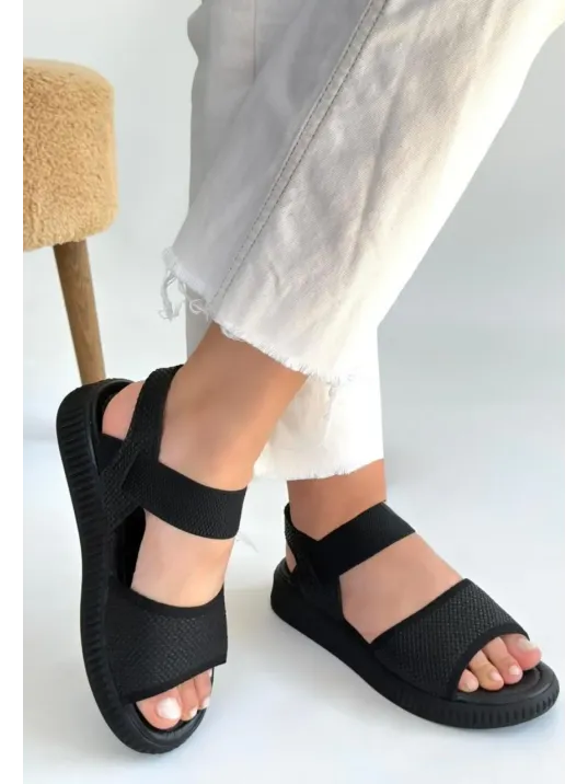 Jake Siyah Hasır Cilt Sandalet Jake Siyah Hasır Cilt Sandalet