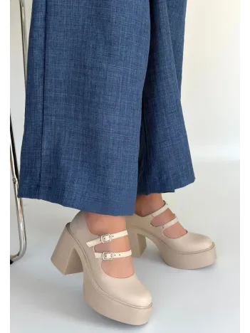 Jarlo Bej Cilt Dolgu Topuk Ayakkabı