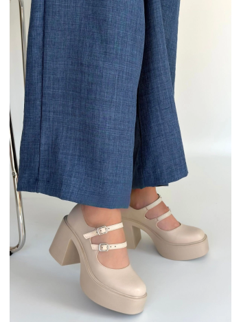 Jarlo Bej Cilt Dolgu Topuk Ayakkabı
