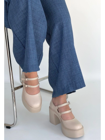 Jarlo Bej Cilt Dolgu Topuk Ayakkabı