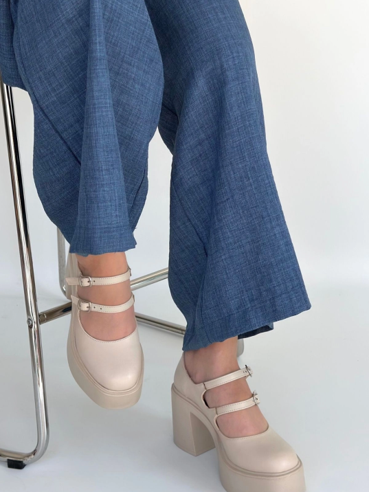 Jarlo Bej Cilt Dolgu Topuk Ayakkabı