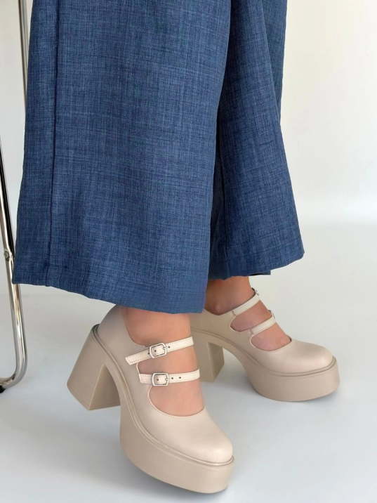 Jarlo Bej Cilt Dolgu Topuk Ayakkabı
