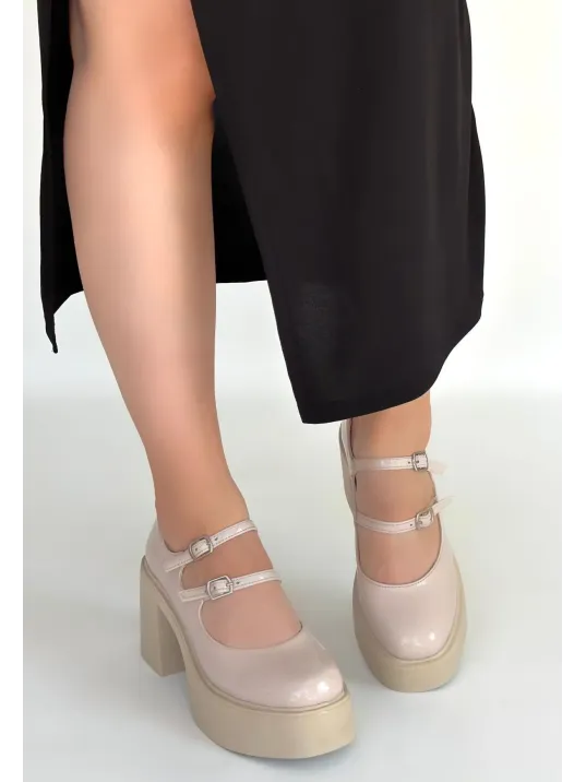 Jarlo Bej Rugan Dolgu Topuk Ayakkabı