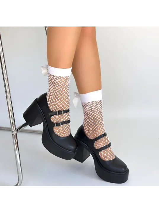 Jarlo Siyah Cilt Dolgu Topuk Ayakkabı