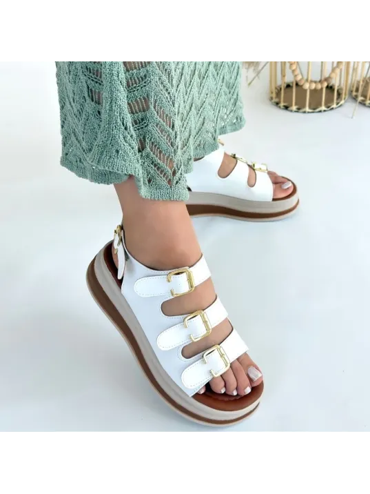 Jatay Beyaz Cilt Sandalet Jatay Beyaz Cilt Sandalet