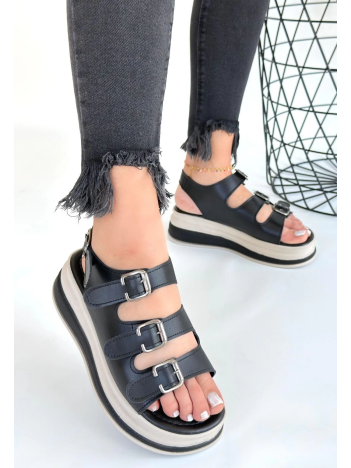 Jatay Siyah Cilt Sandalet Jatay Siyah Cilt Sandalet