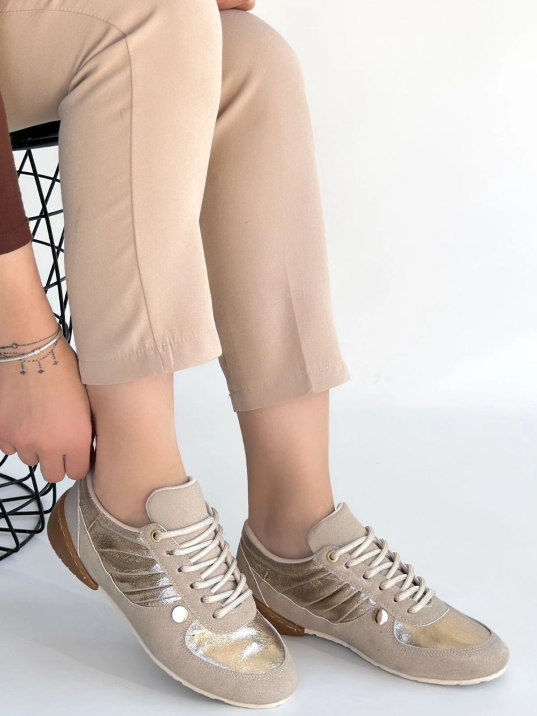 Jawen Bej Nubuk Gold Detaylı Spor Ayakkabı