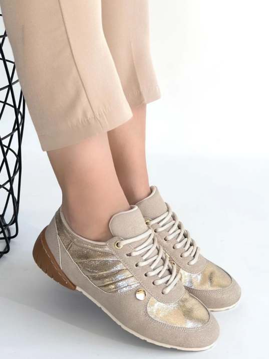 Jawen Bej Nubuk Gold Detaylı Spor Ayakkabı
