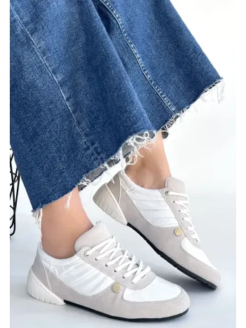 Jawen Gri Nubuk Beyaz Detaylı Spor Ayakkabı