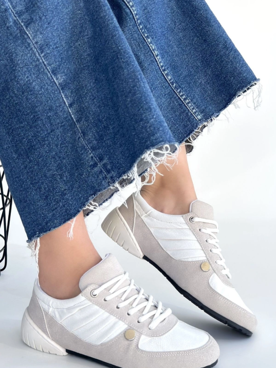 Jawen Gri Nubuk Beyaz Detaylı Spor Ayakkabı