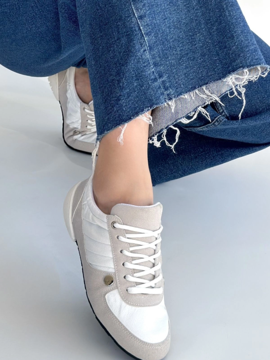 Jawen Gri Nubuk Beyaz Detaylı Spor Ayakkabı