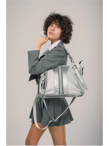 Jaxe Gri Cilt Omuz Çantası