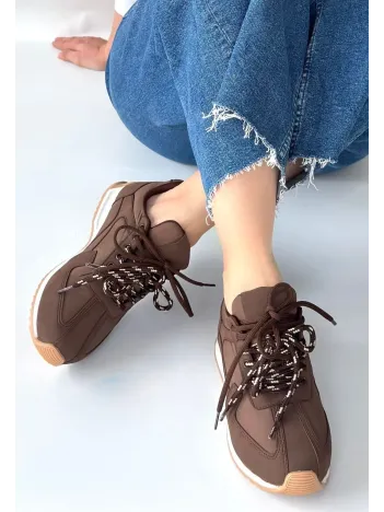 Jeat Kahverengi  Nubuk Bağcıklı Spor Ayakkabı