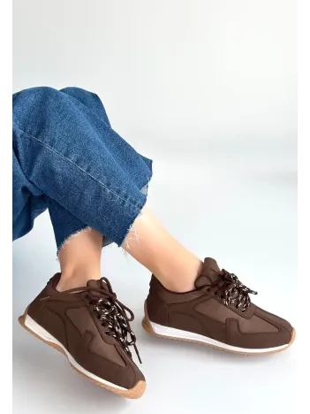 Jeat Kahverengi  Nubuk Bağcıklı Spor Ayakkabı
