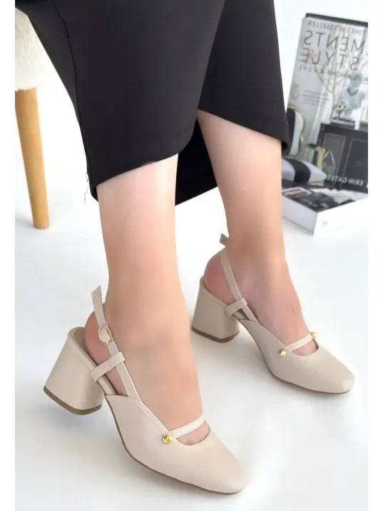 Jecci Bej Cilt Topuklu Ayakkabı Jecci Bej Cilt Topuklu Ayakkabı