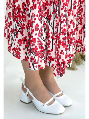 Jecci Beyaz Cilt Topuklu Ayakkabı Jecci Beyaz Cilt Topuklu Ayakkabı