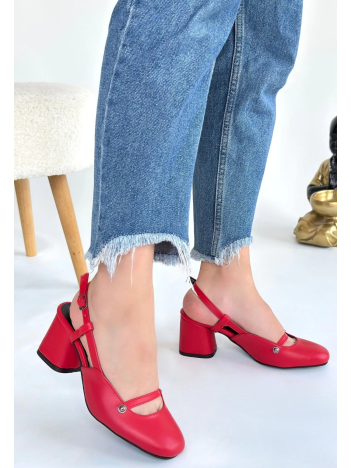 Jecci Kırmızı Cilt Topuklu Ayakkabı Jecci Kırmızı Cilt Topuklu Ayakkabı