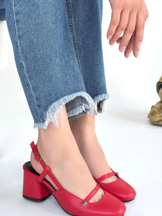 Jecci Kırmızı Cilt Topuklu Ayakkabı Jecci Kırmızı Cilt Topuklu Ayakkabı