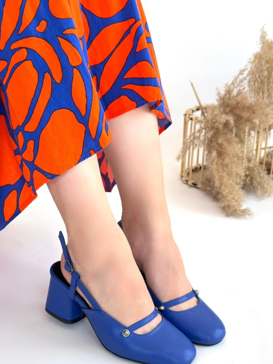 Jecci Mavi Cilt Topuklu Ayakkabı Jecci Mavi Cilt Topuklu Ayakkabı