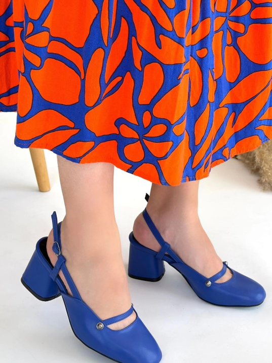 Jecci Mavi Cilt Topuklu Ayakkabı Jecci Mavi Cilt Topuklu Ayakkabı