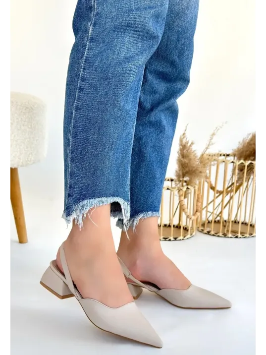 Jenti Bej Cilt Topuklu Ayakkabı Jenti Bej Cilt Topuklu Ayakkabı