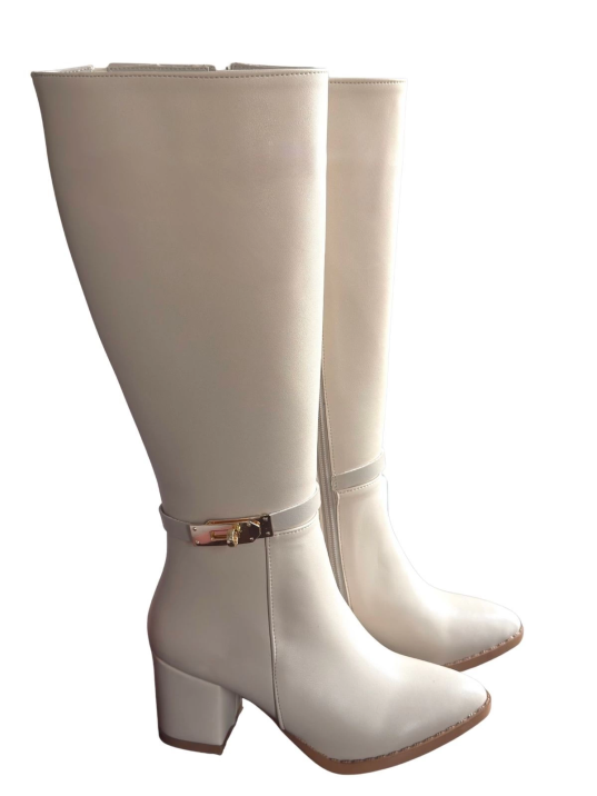 Jeoli Bej Cilt Topuklu Çizme