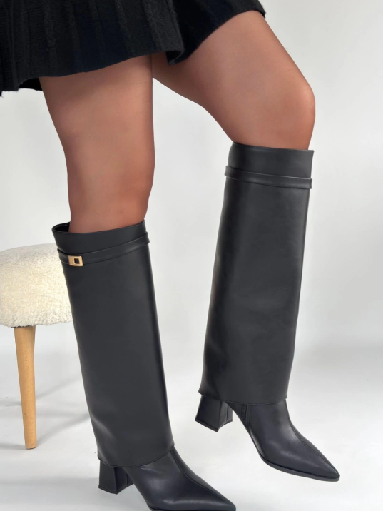 Jike Siyah Cilt Tak Çıkar Çizme Jike Siyah Cilt Tak Çıkar Çizme